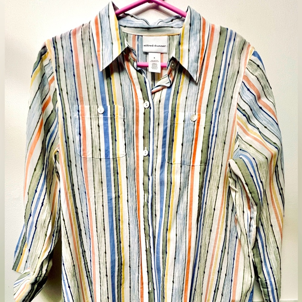 Alfred Dunner Lake Tahoe 3/4 Sleeve Shirt for Women, 100% cotton